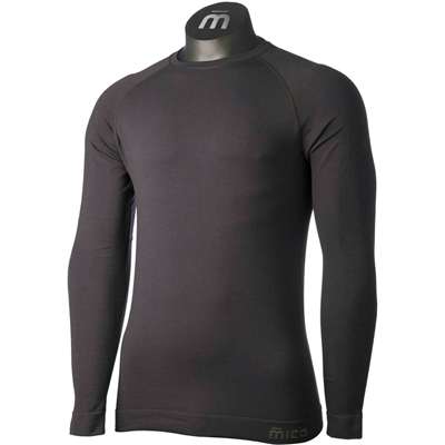Ropa interior térmica para hombre MICO LONG SLVS R/NECK SHIRT WARM MER/SILK, NERO