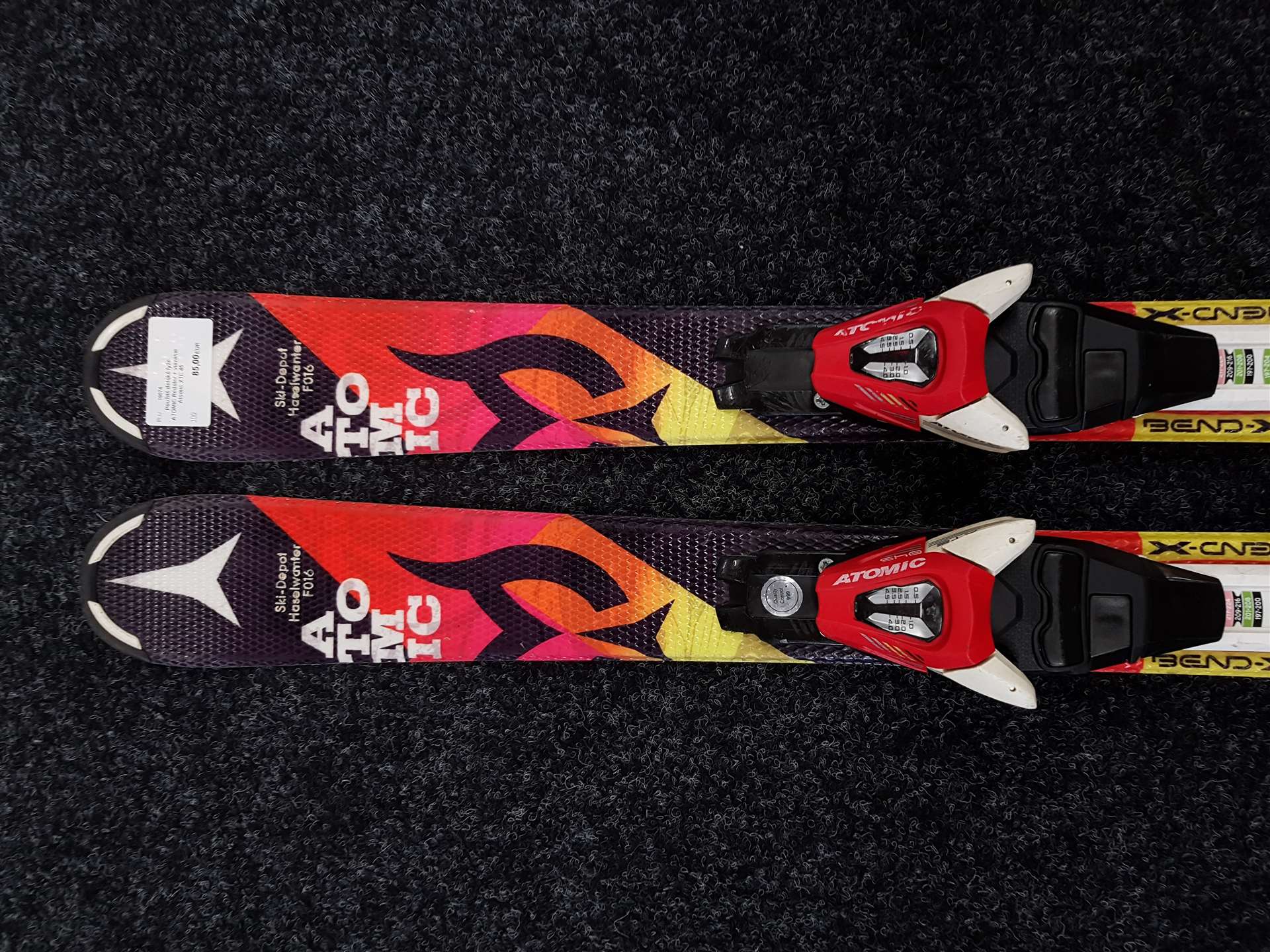 Gebrauchte Kinderski ATOMIC Redster + Atomic XTE 45 Bindungen