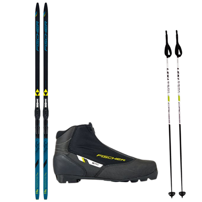 Skis de fond Fischer Fibre Crown+ Tour à enfiler + chaussures Fischer + bâtons 