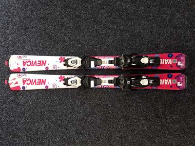 Esquís infantiles usados NEVICA Vail + fijaciones Salomon 5