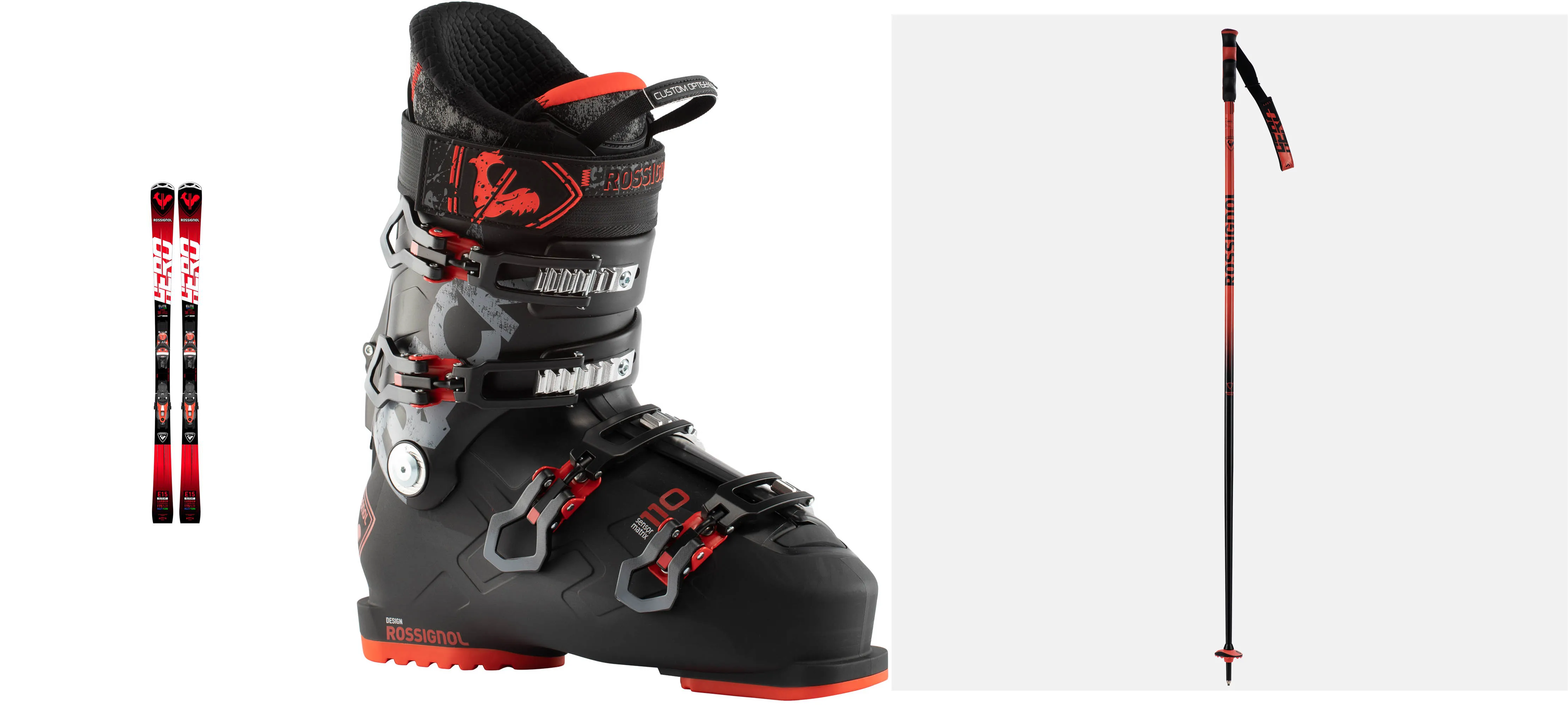 Lyže Rossignol Hero Elite LT MT CA Konect + vázání NX 12 K GW B80 BLK + boty Rossignol Track 110 black red + hůlky 