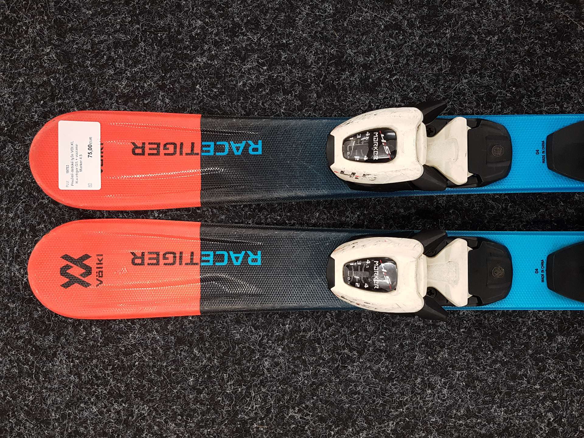 Używane narty dziecięce VOLKL Racetiger GS + wiązania Marker 4.5