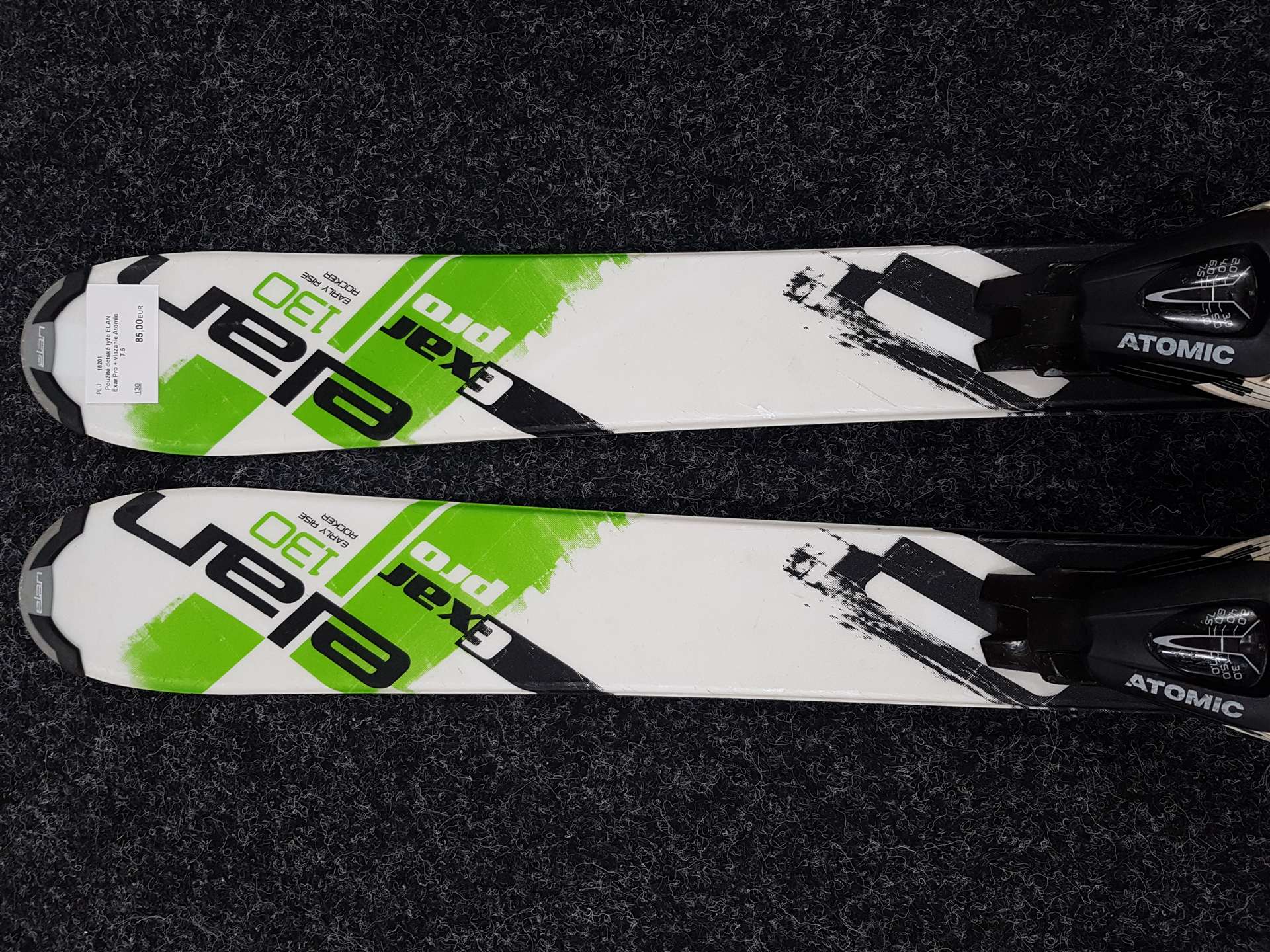 Gebrauchte Kinderski ELAN Exar Pro + Atomic 7.5 Bindungen