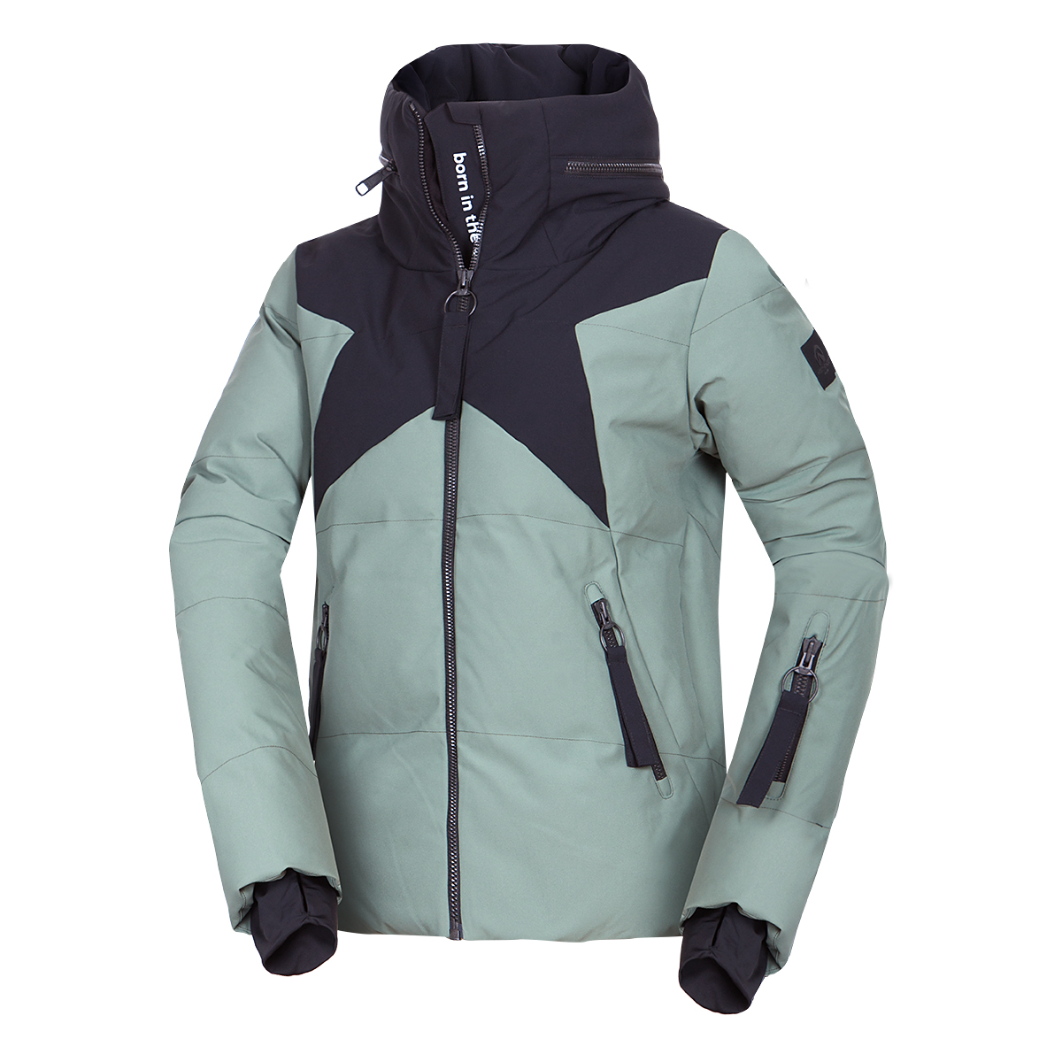 Chaqueta de esquí para mujer Northfinder ASHTYN verde grisáceo negro