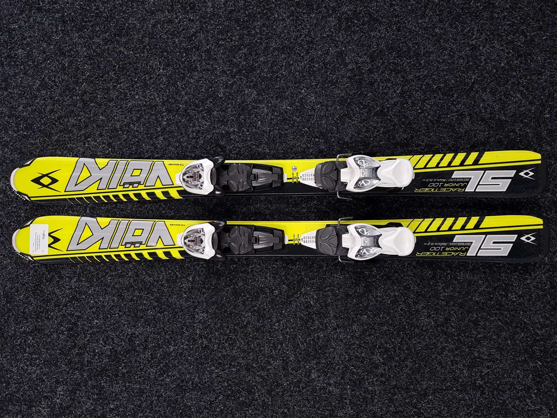 Skis enfant d'occasion VOLKL Racetiger SL junior + fixations Marker 4.5