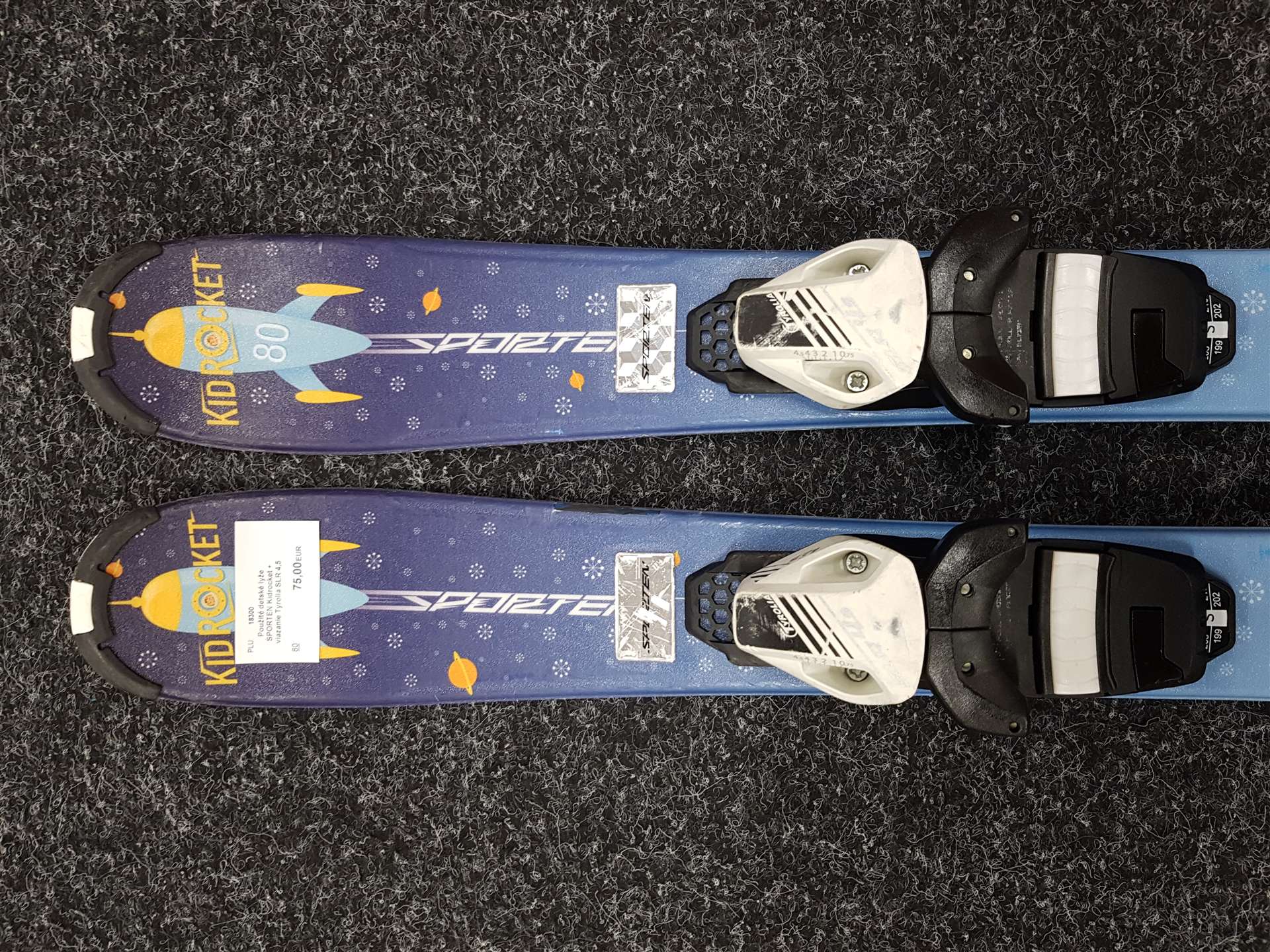 Použité detské lyže SPORTEN Kidrocket + viazanie Tyrolia SLR 4,5