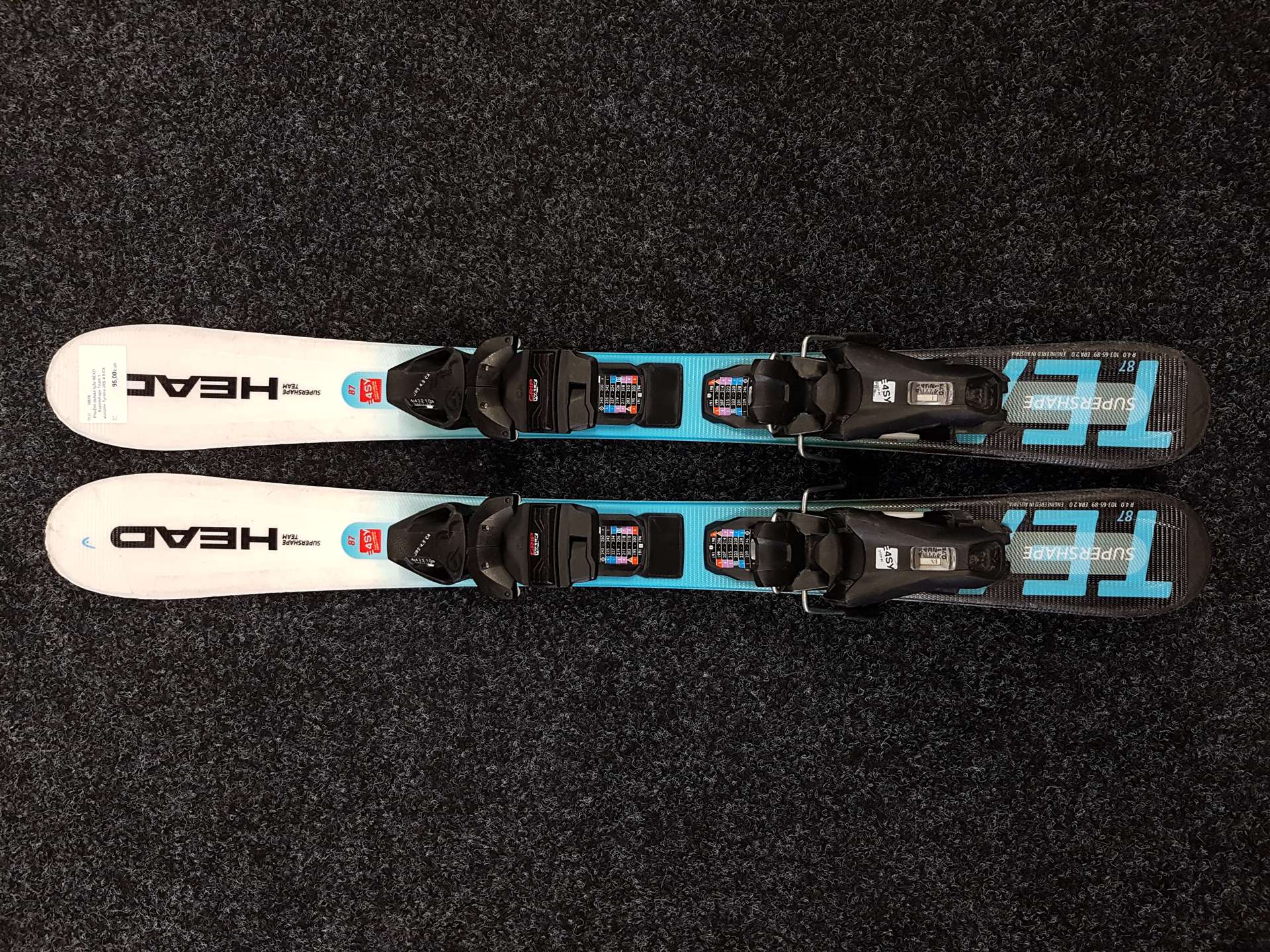 Použité dětské lyže HEAD Supershape Team + vázání Tyrolia JRS 4.5 CA