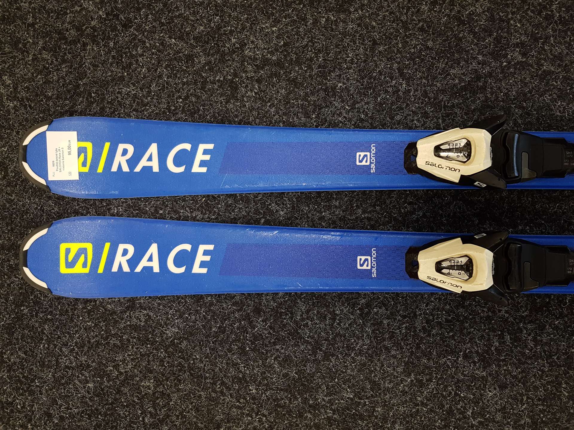 Použité detské lyže SALOMON Race JR + viazanie Salomon 5