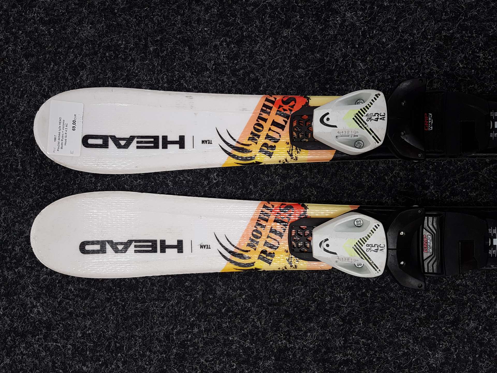 Použité dětské lyže HEAD Mothl Rules + vázání Head SLR 4.5 AC