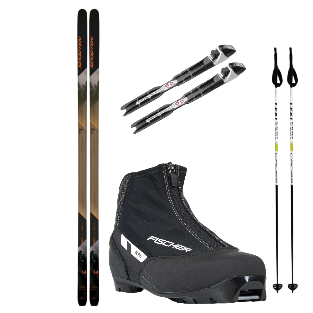 Skis de fond Sporten Explorer skin - backcountry + fixations Salomon + chaussures Fischer + bâtons 