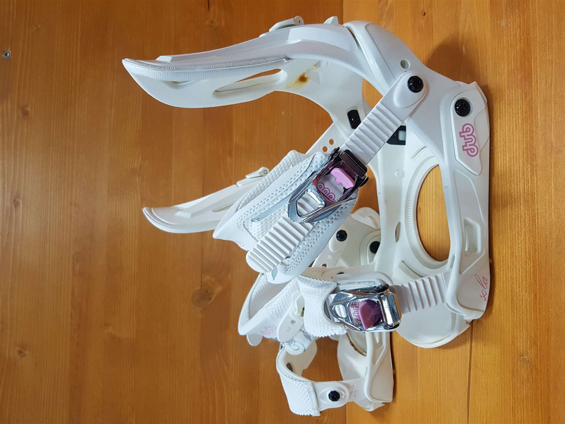 Snowboardbindungen DUB Weiß rosa