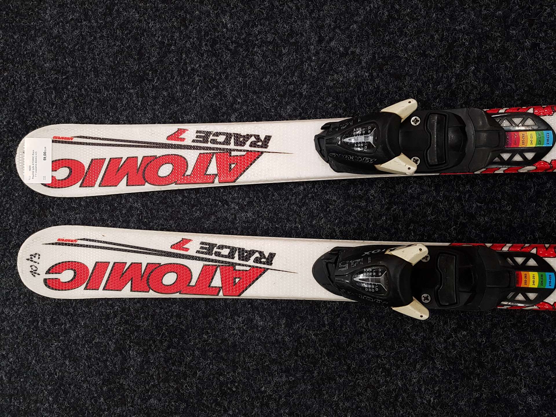 Použité lyže ATOMIC Race 7 + vázání Atomic 4,5