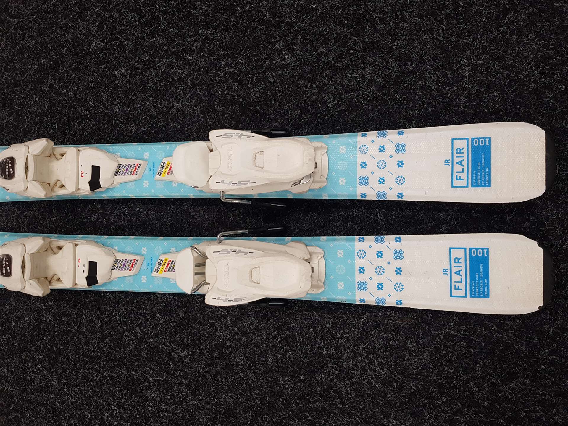 Použité detské lyže VOLKL JR FLAIR + viazanie Marker 4,5