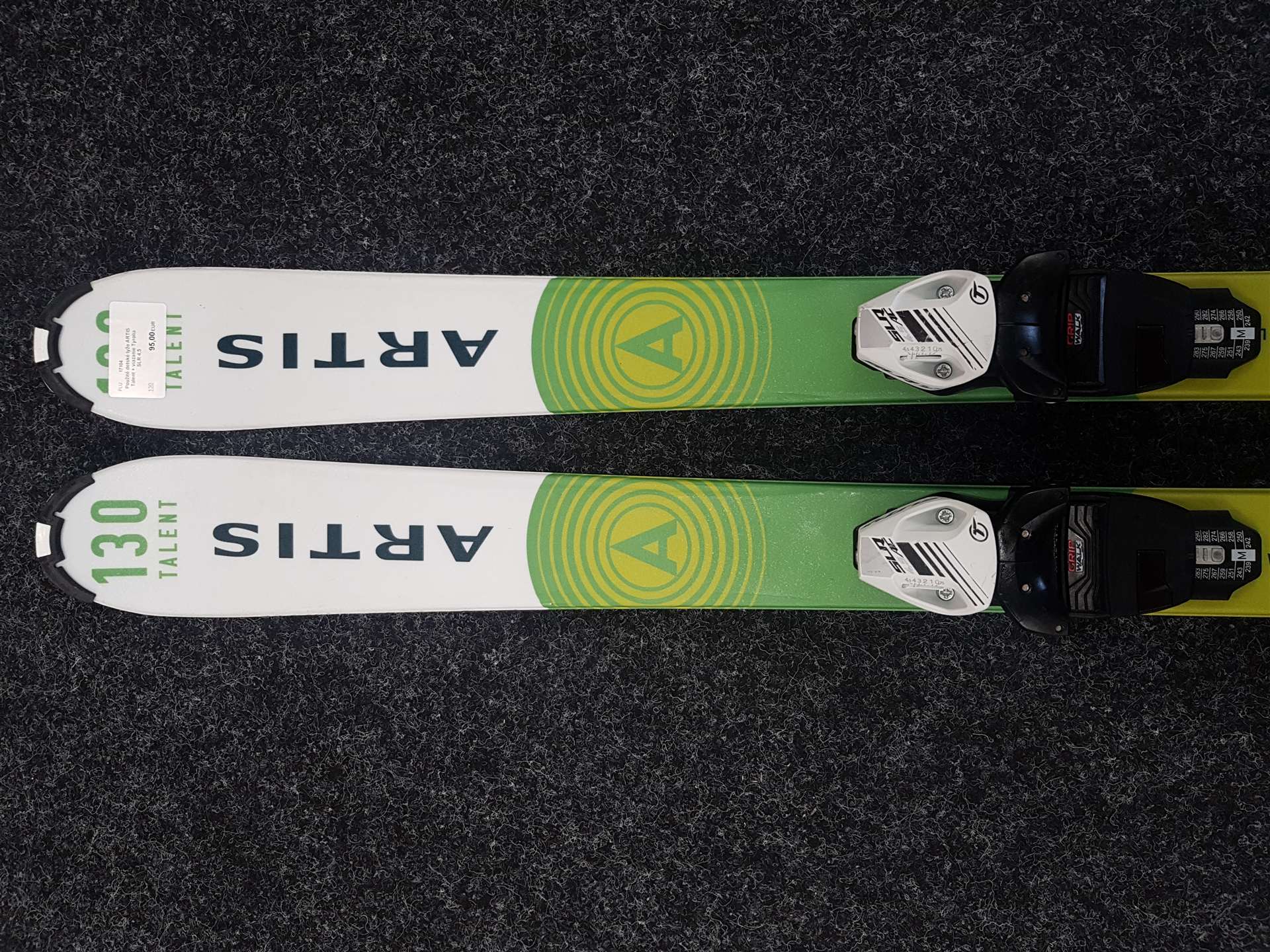 Použité detské lyže ARTIS Talent + viazanie Tyrolia SLR 4,5