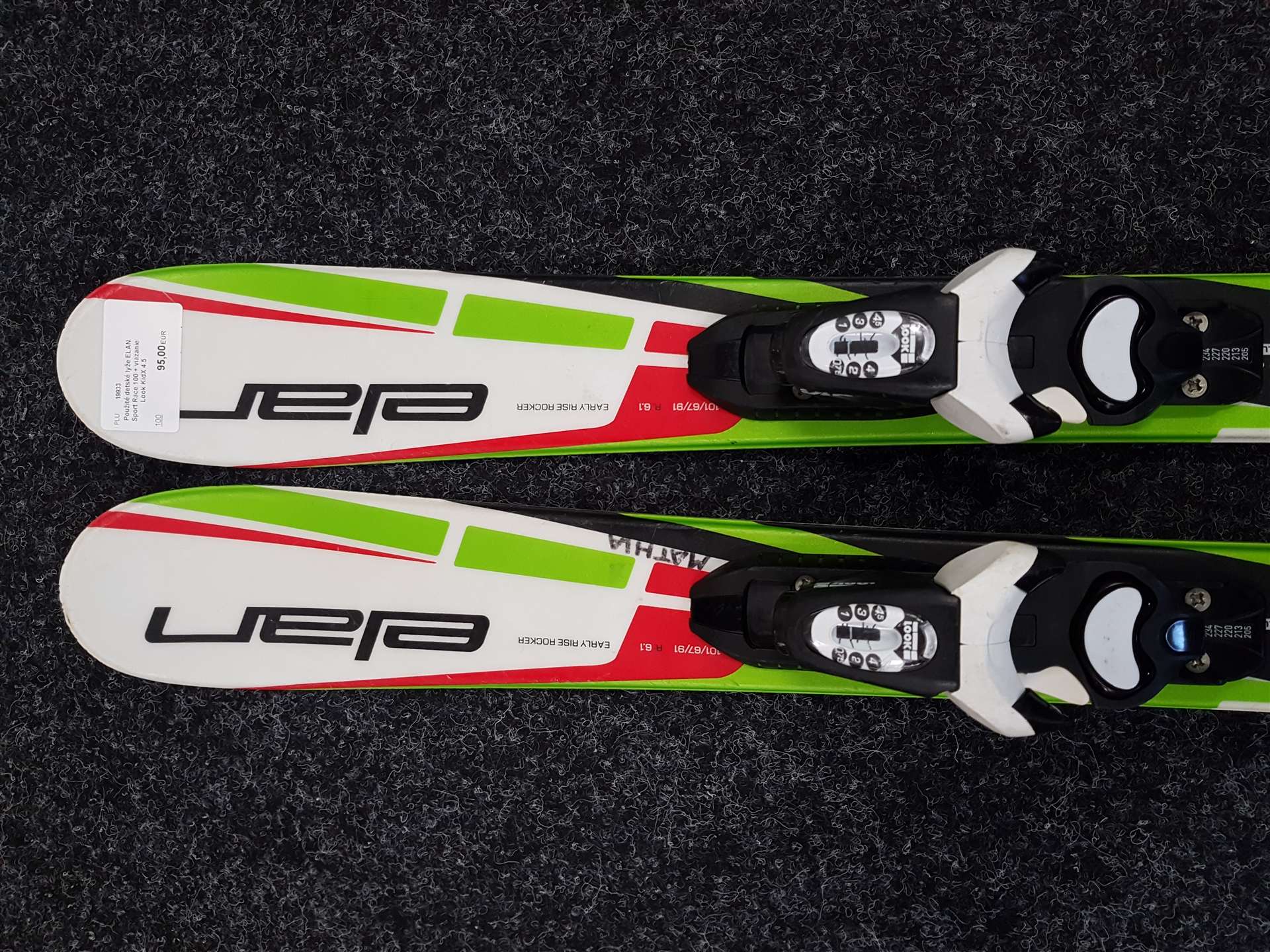 Použité detské lyže ELAN Sport Race 100 + viazanie Look KidX 4.5