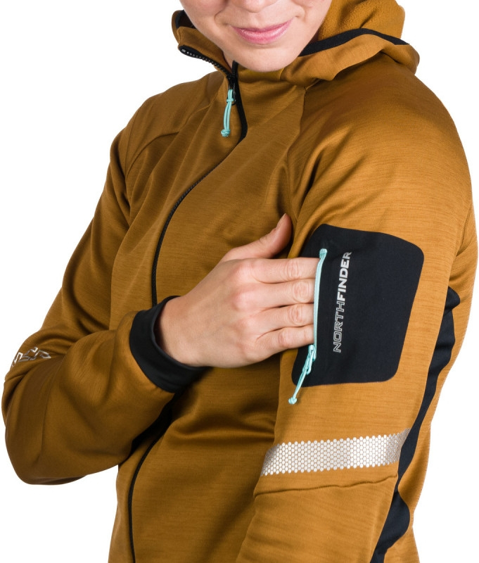 Damska bluza outdoorowa NORTHFINDER PAT musztardowo-czarna