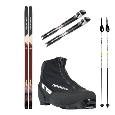Skis de fond de randonnée Sporten RANGER SKIN + fixations Salomon + chaussures Fischer + bâtons 