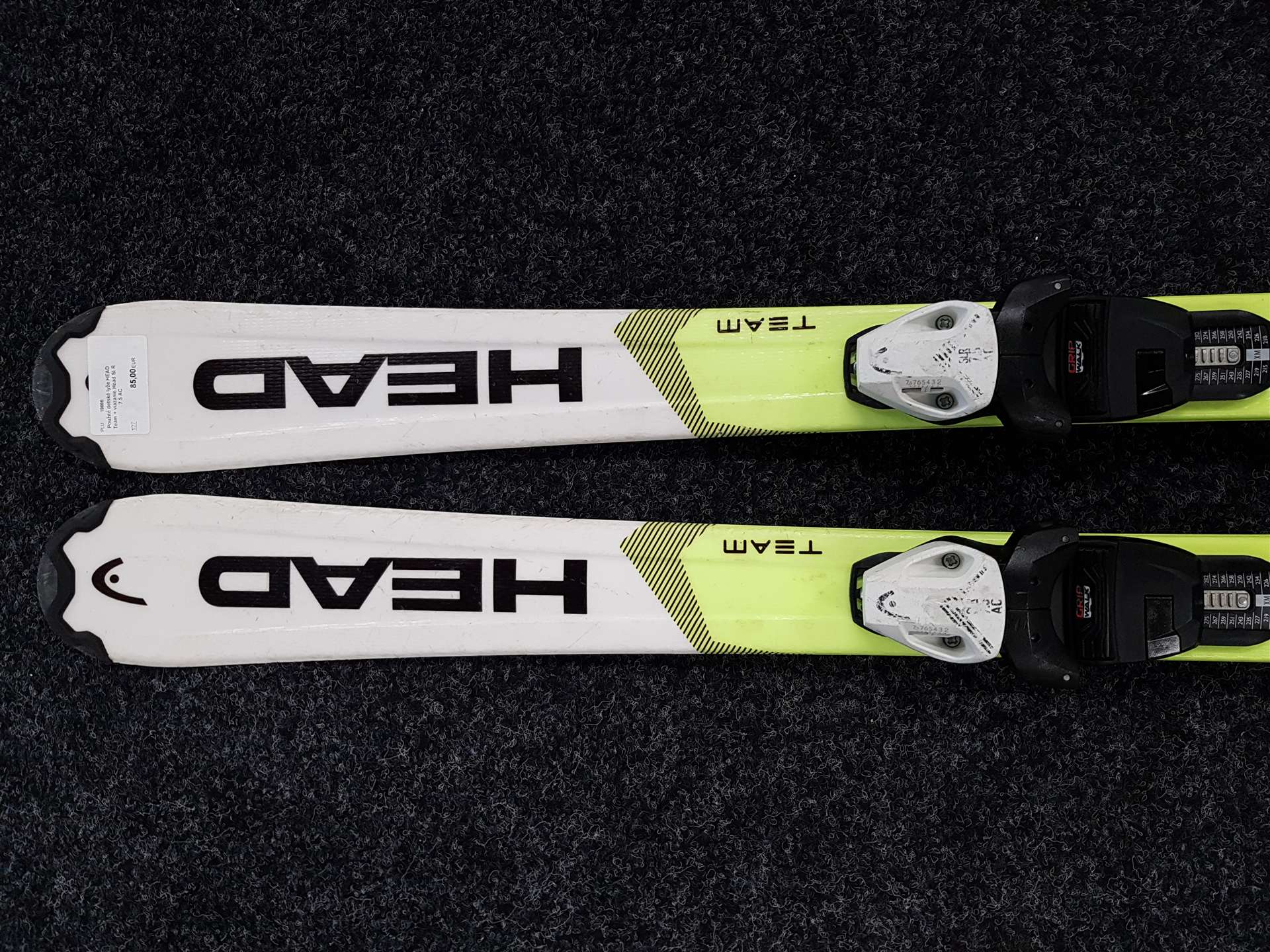 Použité dětské lyže HEAD Team + vázání Head SLR 7.5 AC