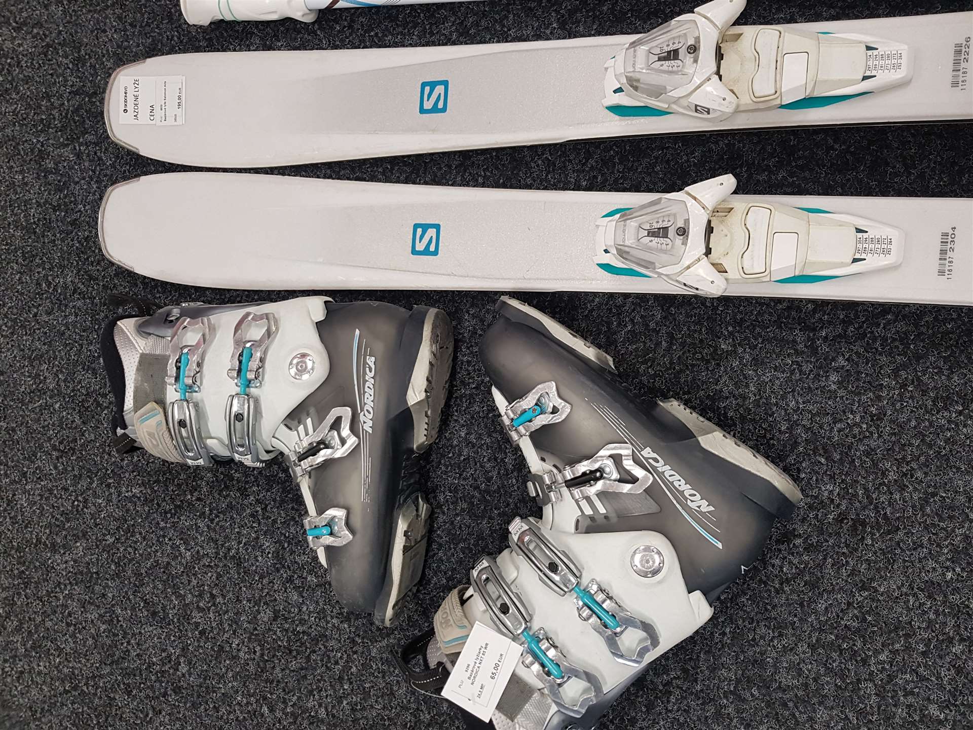 Bazárové lyže Salomon Aira + lyžařské boty NORDICA NXT 85 WR