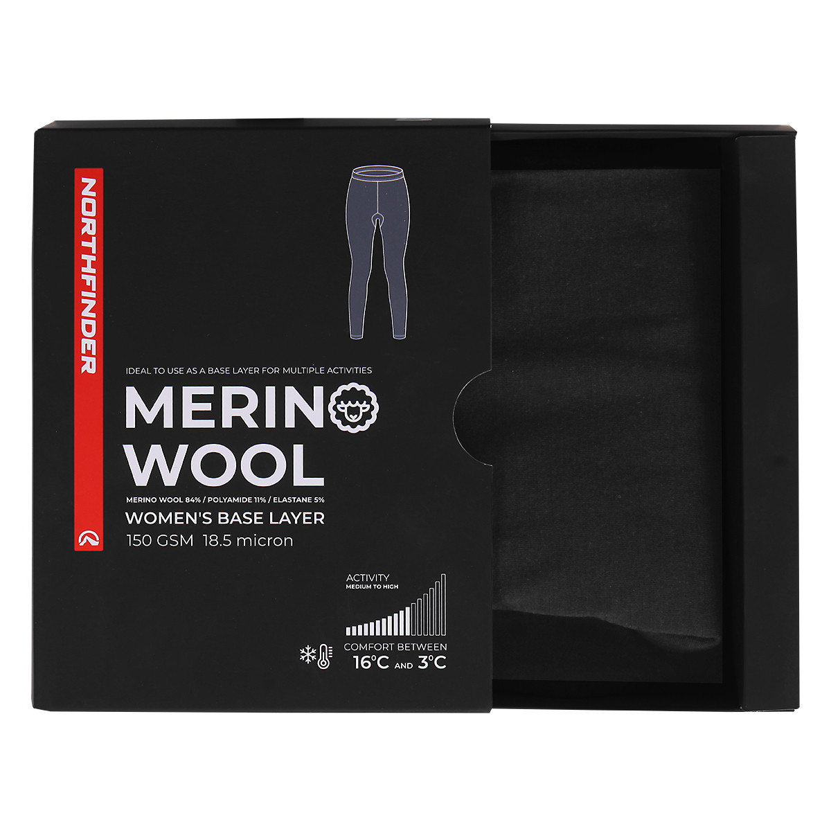 Damen Thermounterwäsche Northfinder KENDAL NO-6051SNW Merino Schwarz