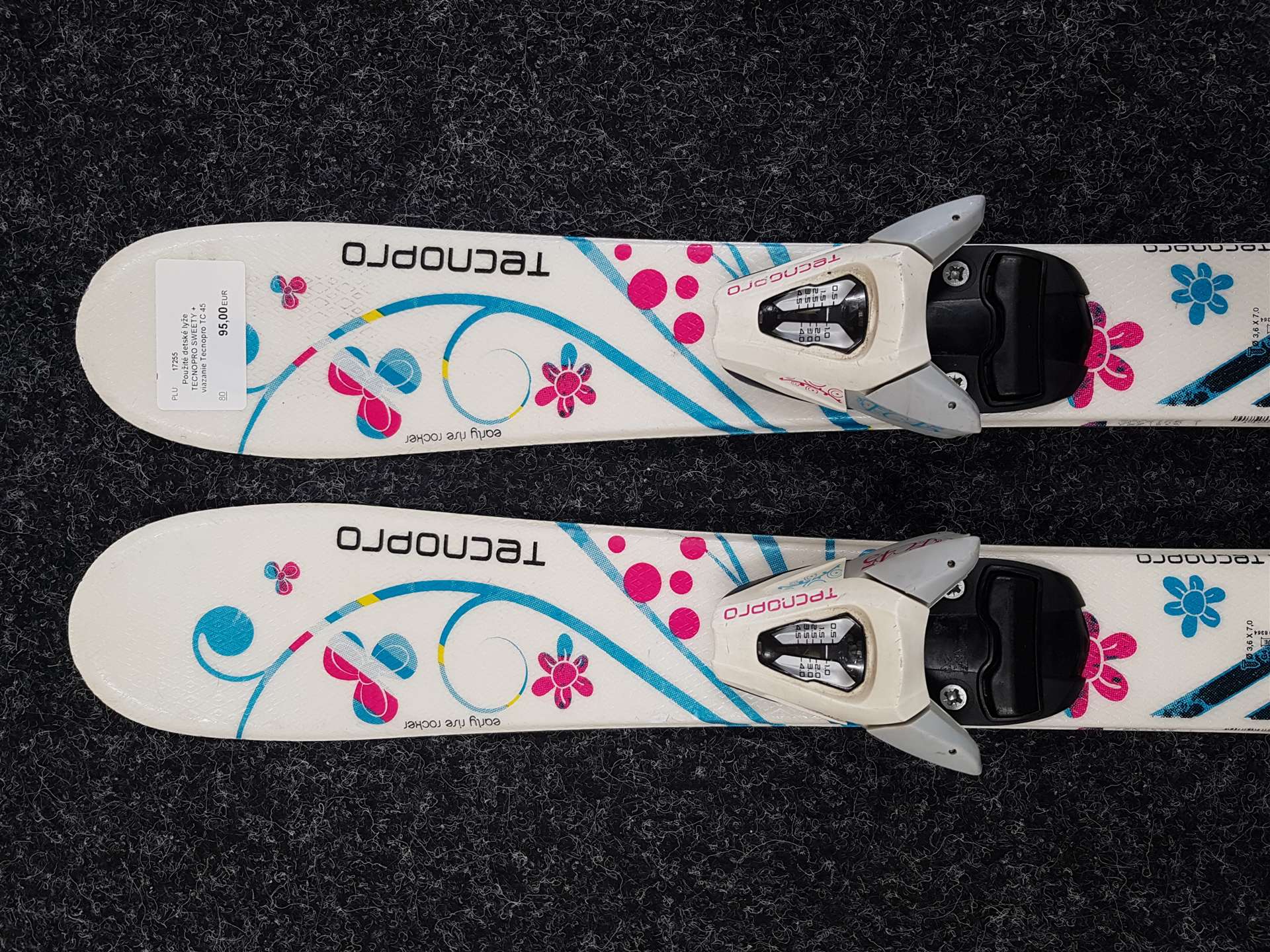 Gebrauchte Kinderski TECNOPRO SWEETY + Bindungen Tecnopro TC 45