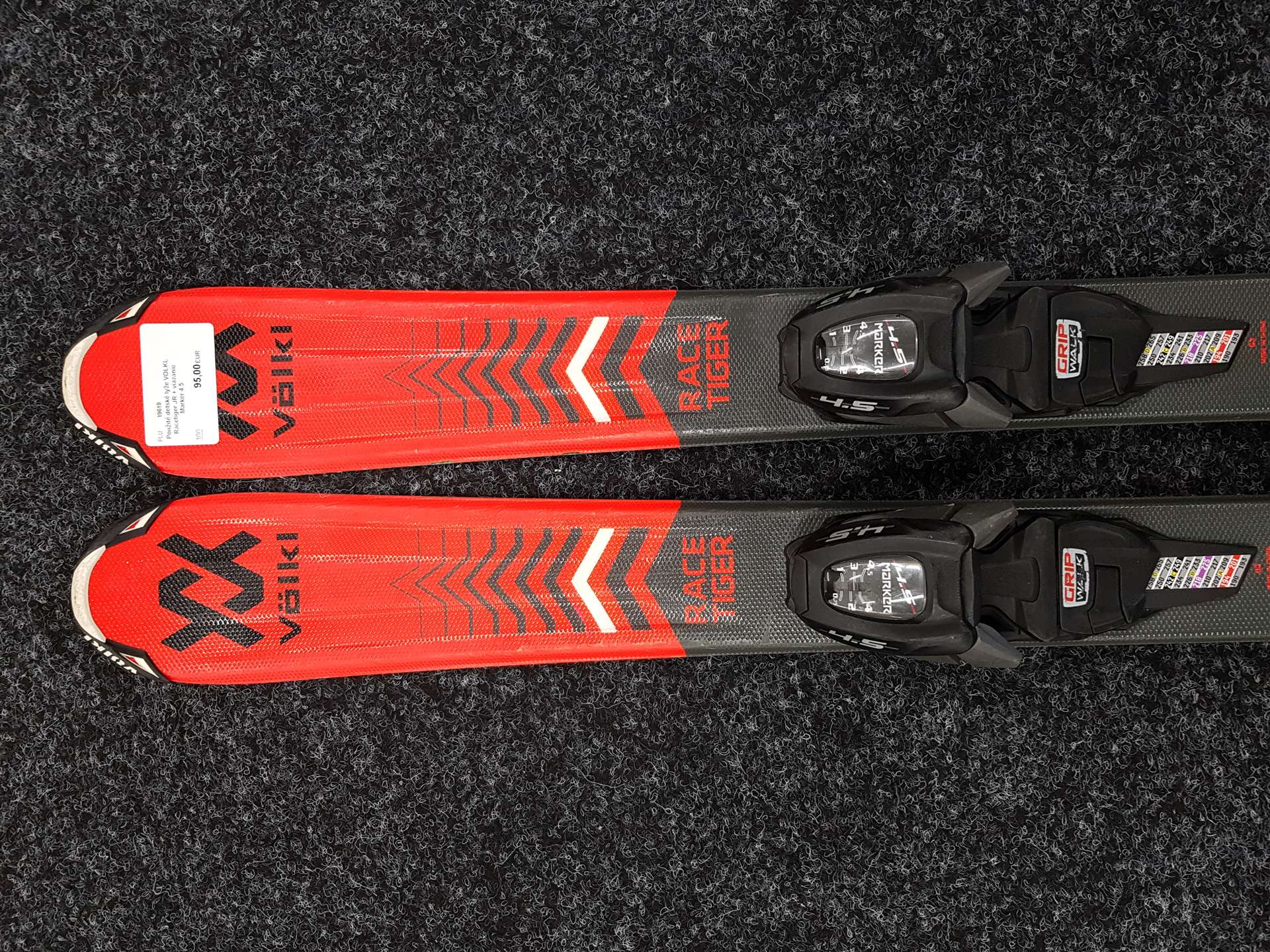 Használt gyermek síléc VOLKL Racetiger JR + kötés Marker 4.5