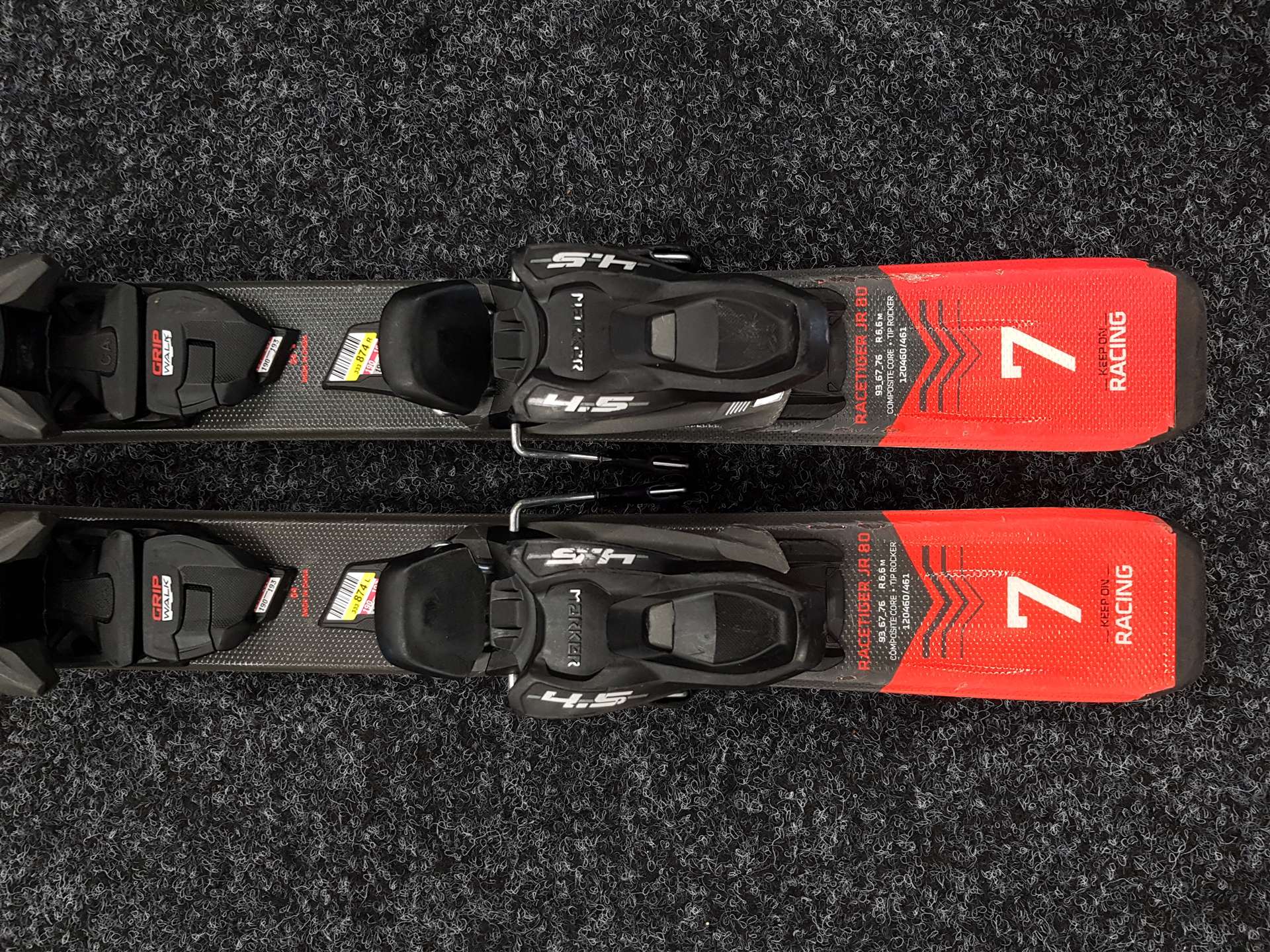 Použité dětské lyže VOLKL Racetiger JR + vázání Marker 4.5