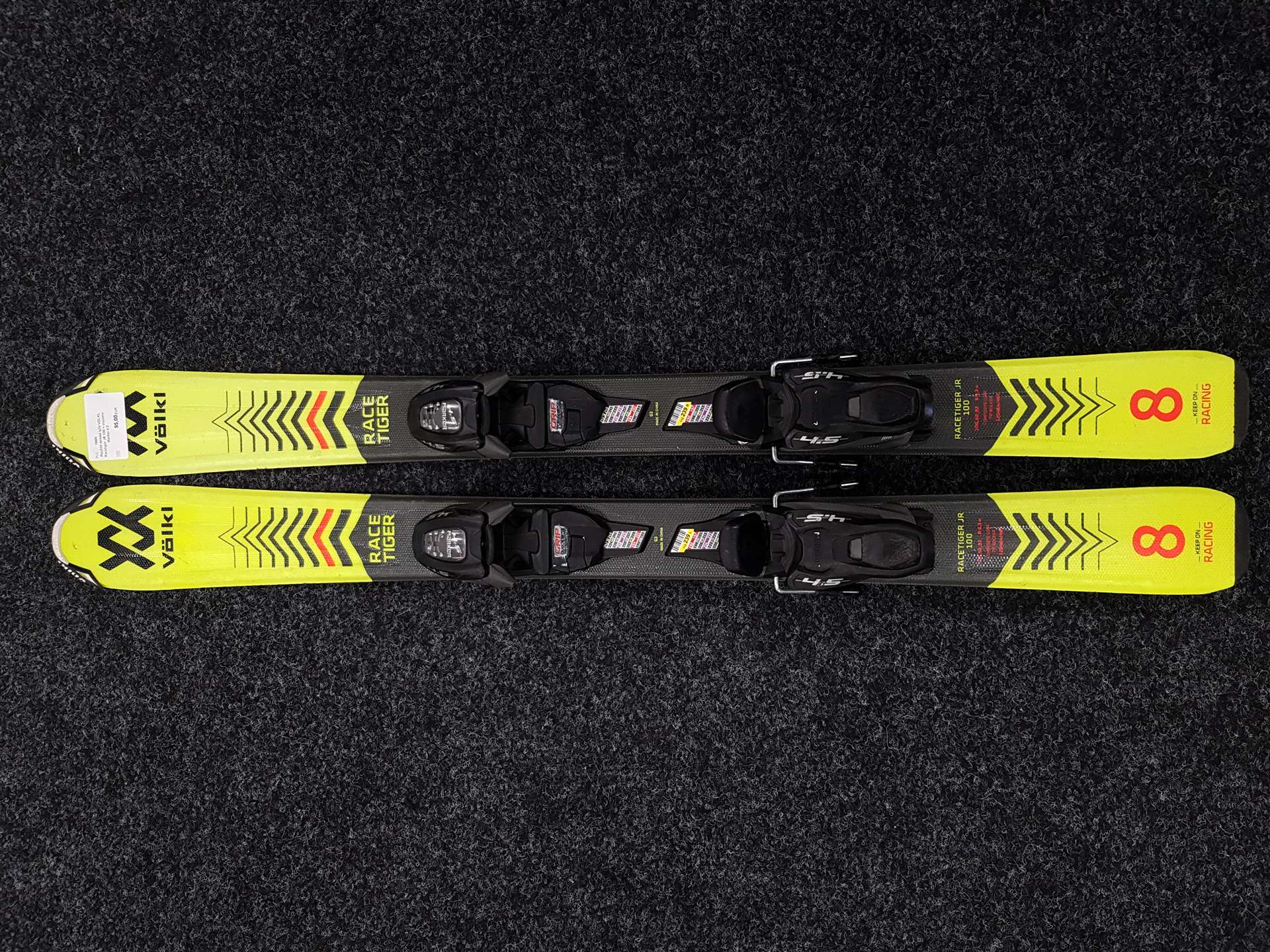Použité dětské lyže VOLKL Racetiger JR 100 + vázání Marker 4.5