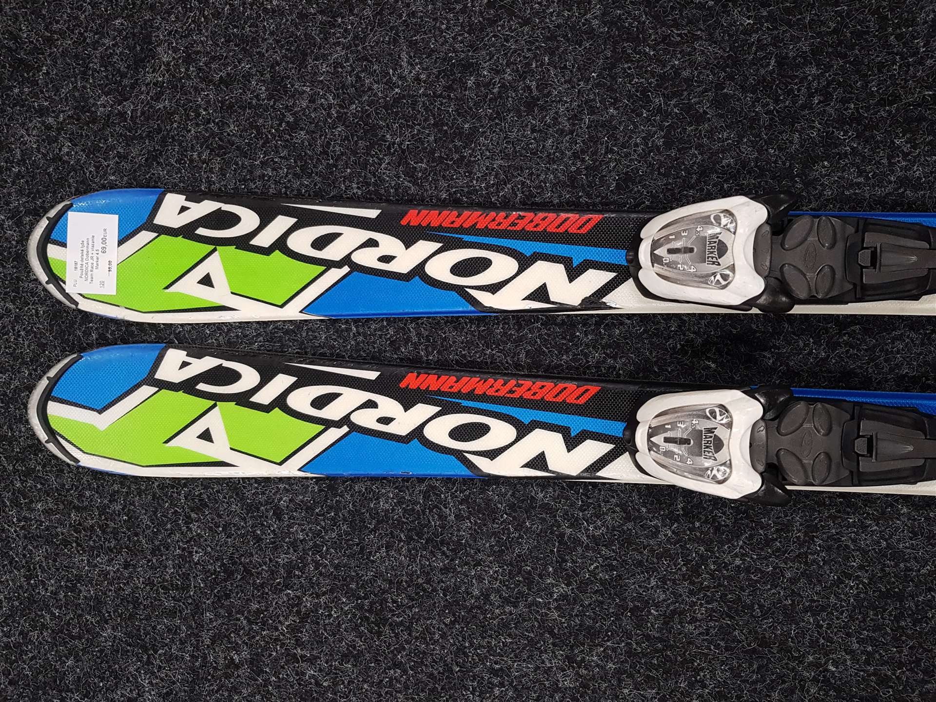 Použité detské lyže NORDICA Dobermann Team Race JR + viazanie Marker 4.5