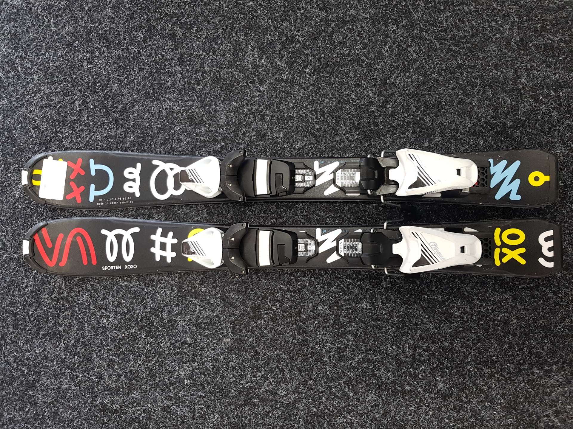Sci da sci per bambini usati SPORTEN XOXO + attacchi Tyrolia SLR 4.5