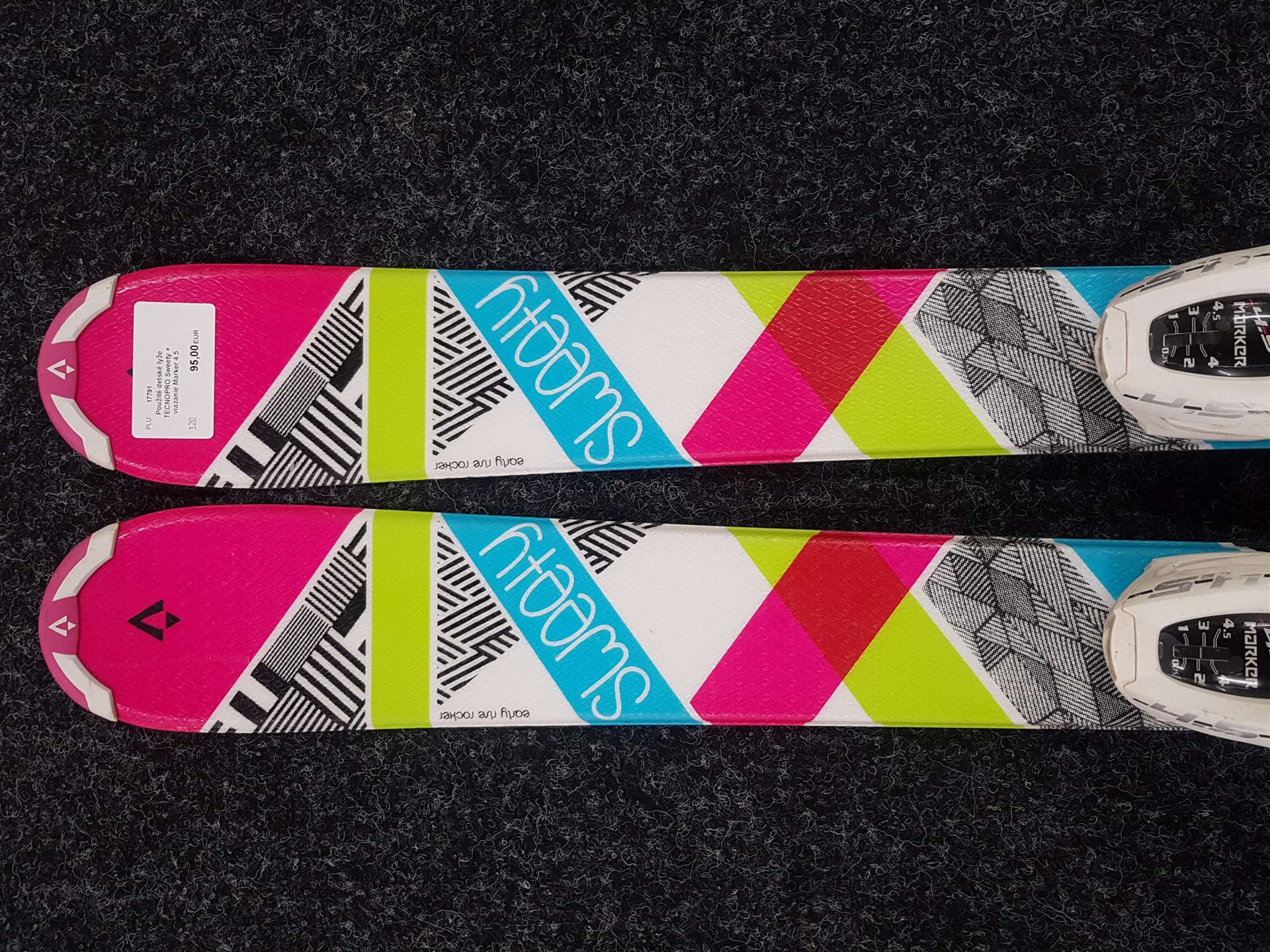 Skis enfant d'occasion TECNOPRO Sweety + fixations Marker 4.5