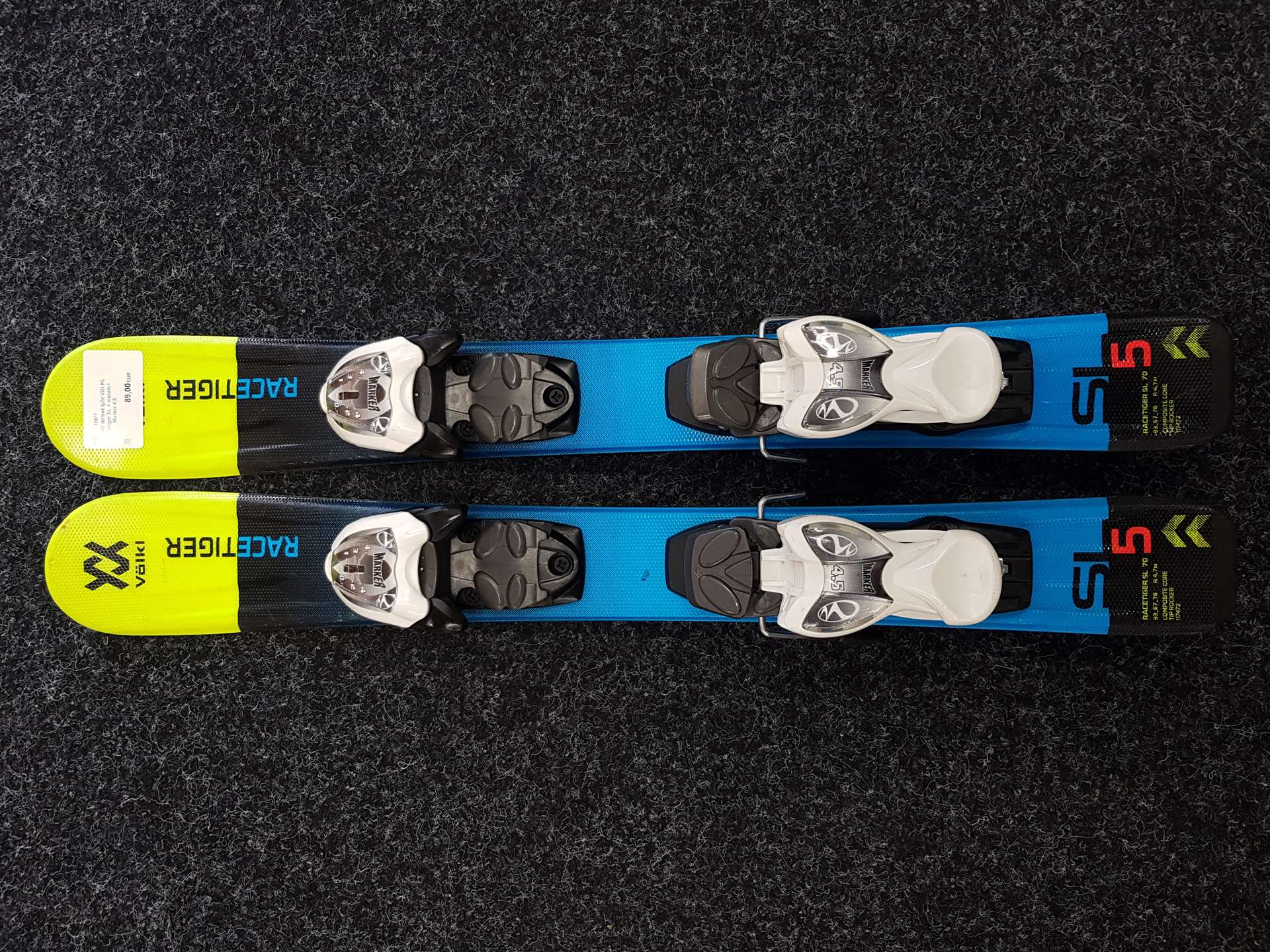 Sci da sci usati per bambini VOLKL Racetiger SL + attacchi Marker 4.5