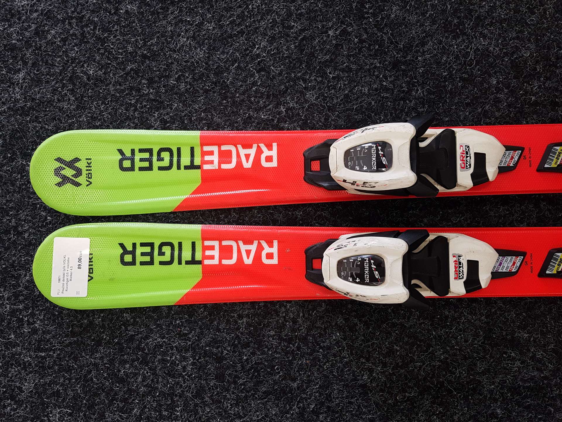 Używane narty dziecięce VOLKL Racetiger GS + wiązania Marker 4.5