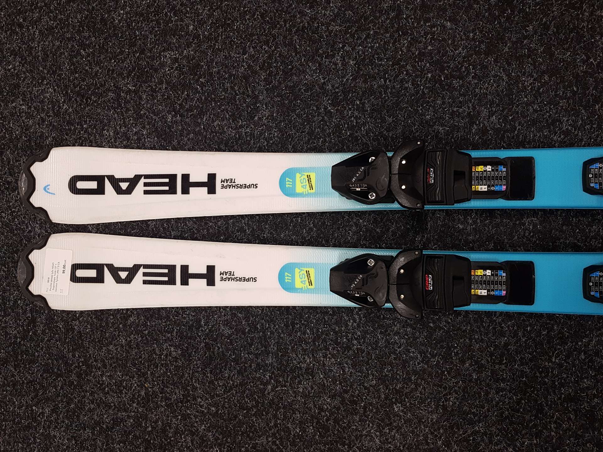 Použité dětské lyže HEAD Supershape Team 117 + vázání Tyrolia JRS 4.5 CA