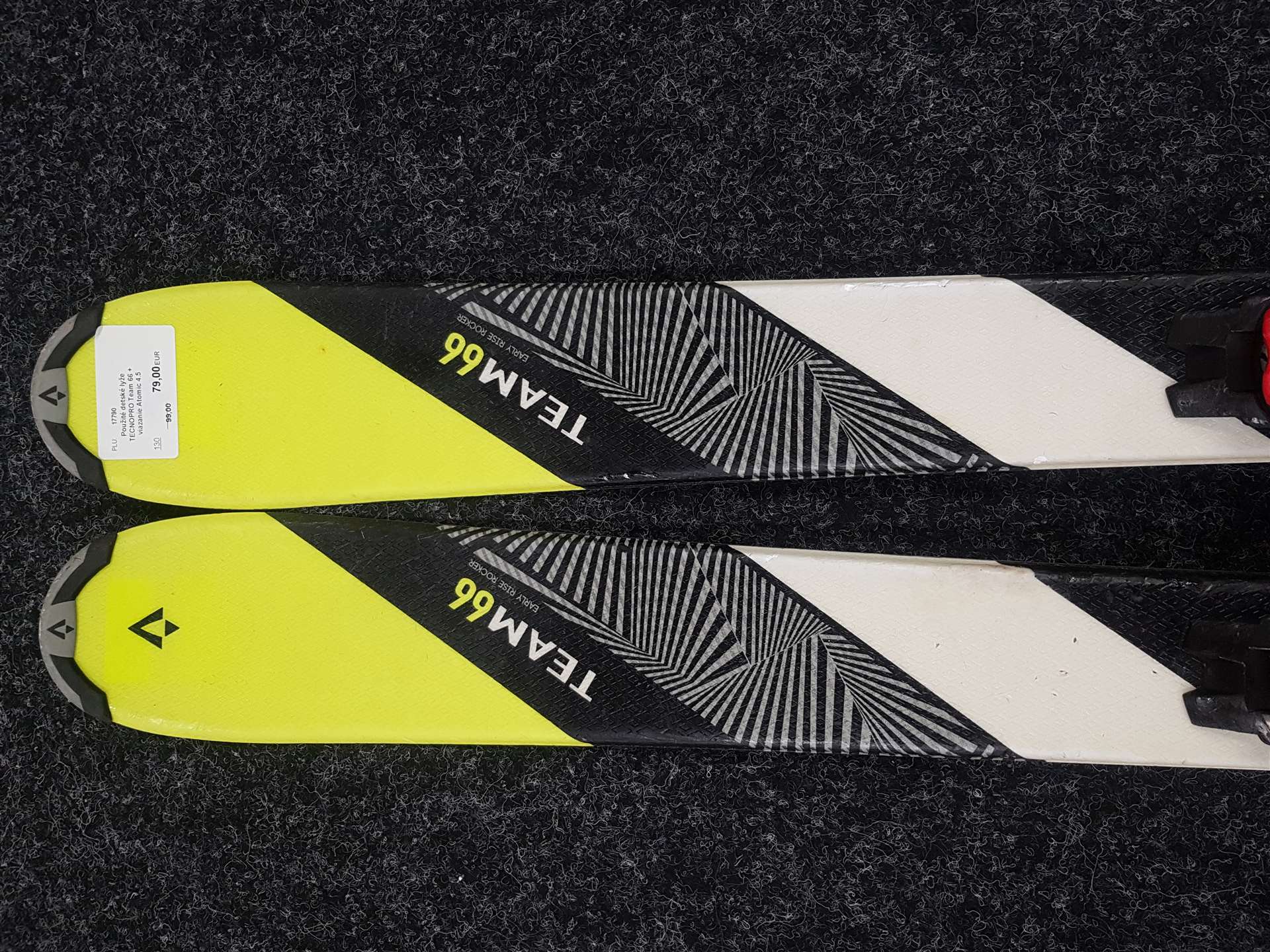 Skis enfant d'occasion TECNOPRO Team 66 + fixations Atomic 4.5