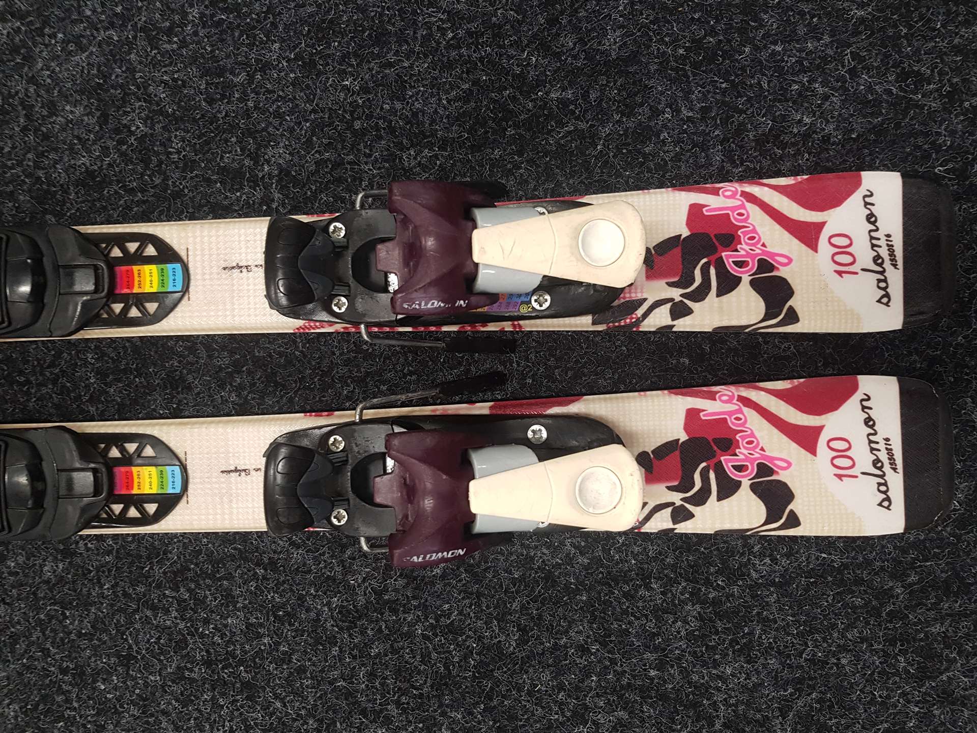 Použité detské lyže SALOMON  Jade + viazanie Salomon TZ 5