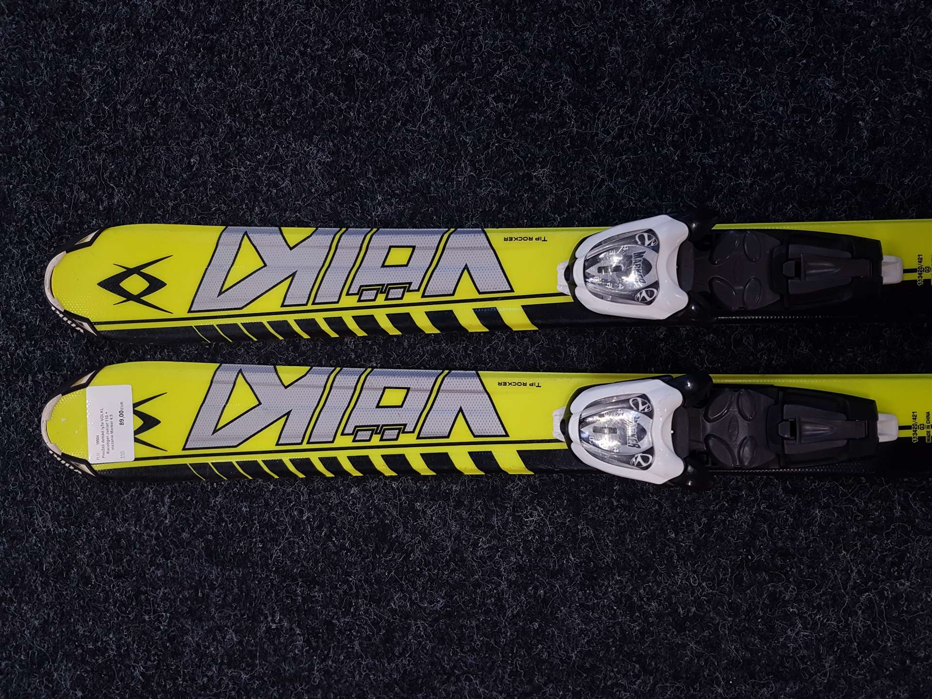 Sci da sci usati per bambini VOLKL Racetiger Junior 110 + attacchi Marker 4.5