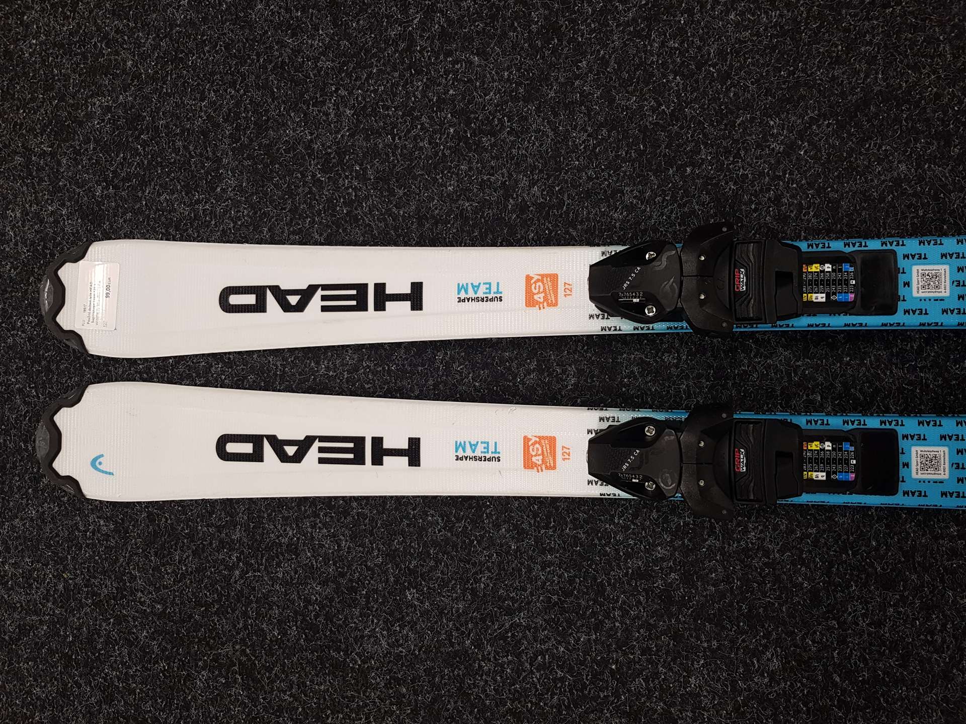 Gebrauchte Kinderski HEAD Supershape Team 127 + Tyrolia JRS 7.5 CA Bindungen