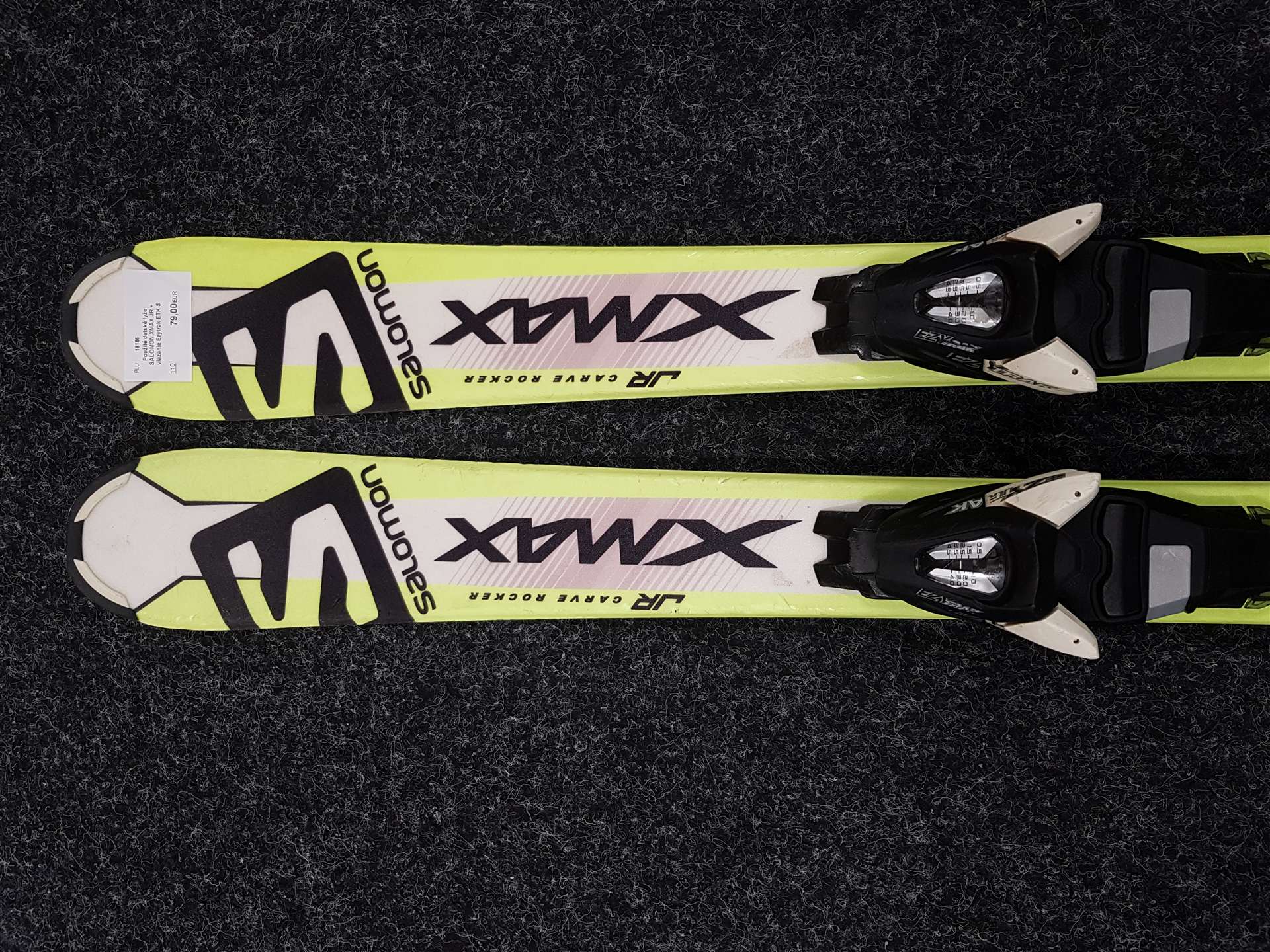 Esquís infantiles usados SALOMON XMAX JR + fijaciones Ezytrak ETK 5
