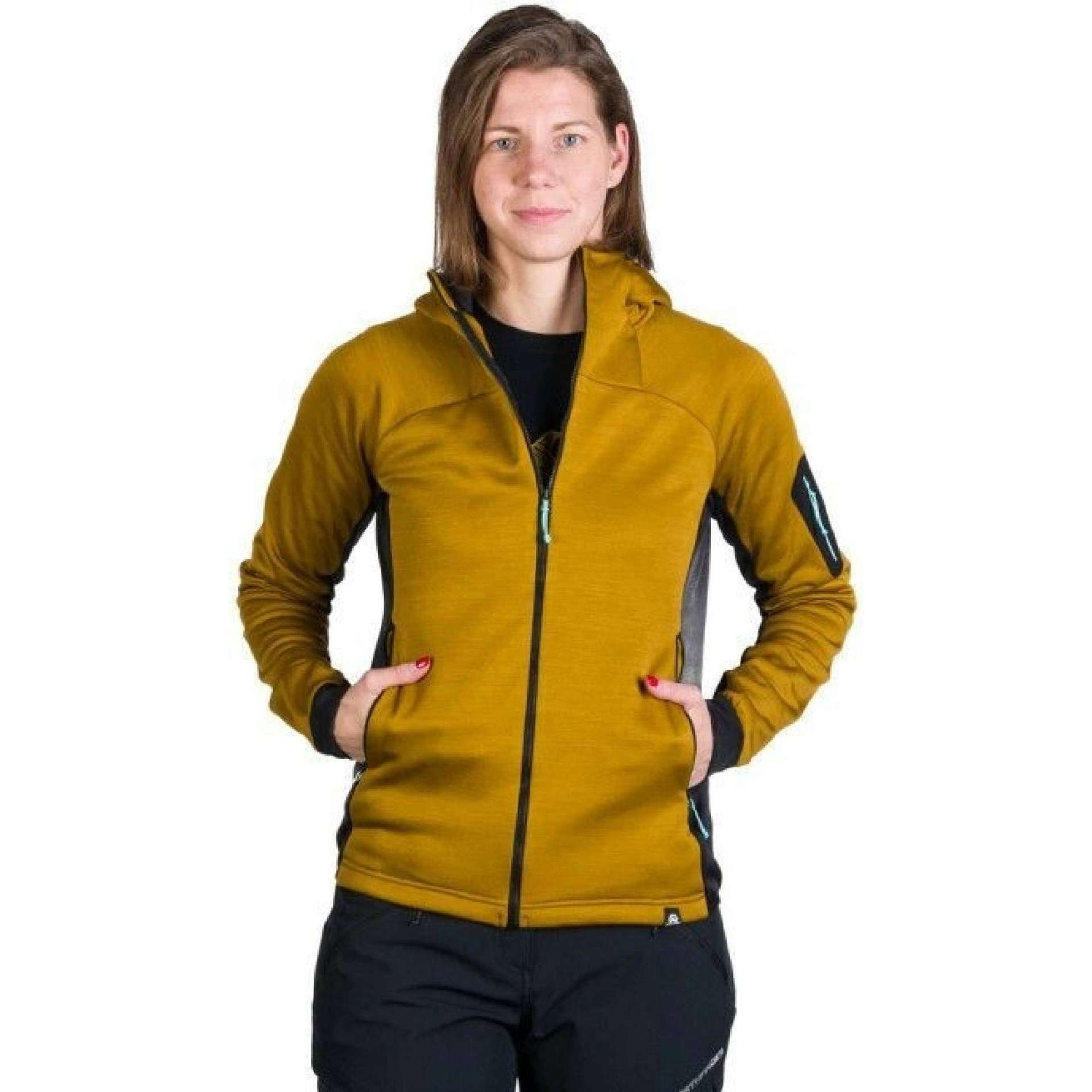 Damen-Outdoor-Sweatshirt NORTHFINDER JONI, senfgelb/schwarz