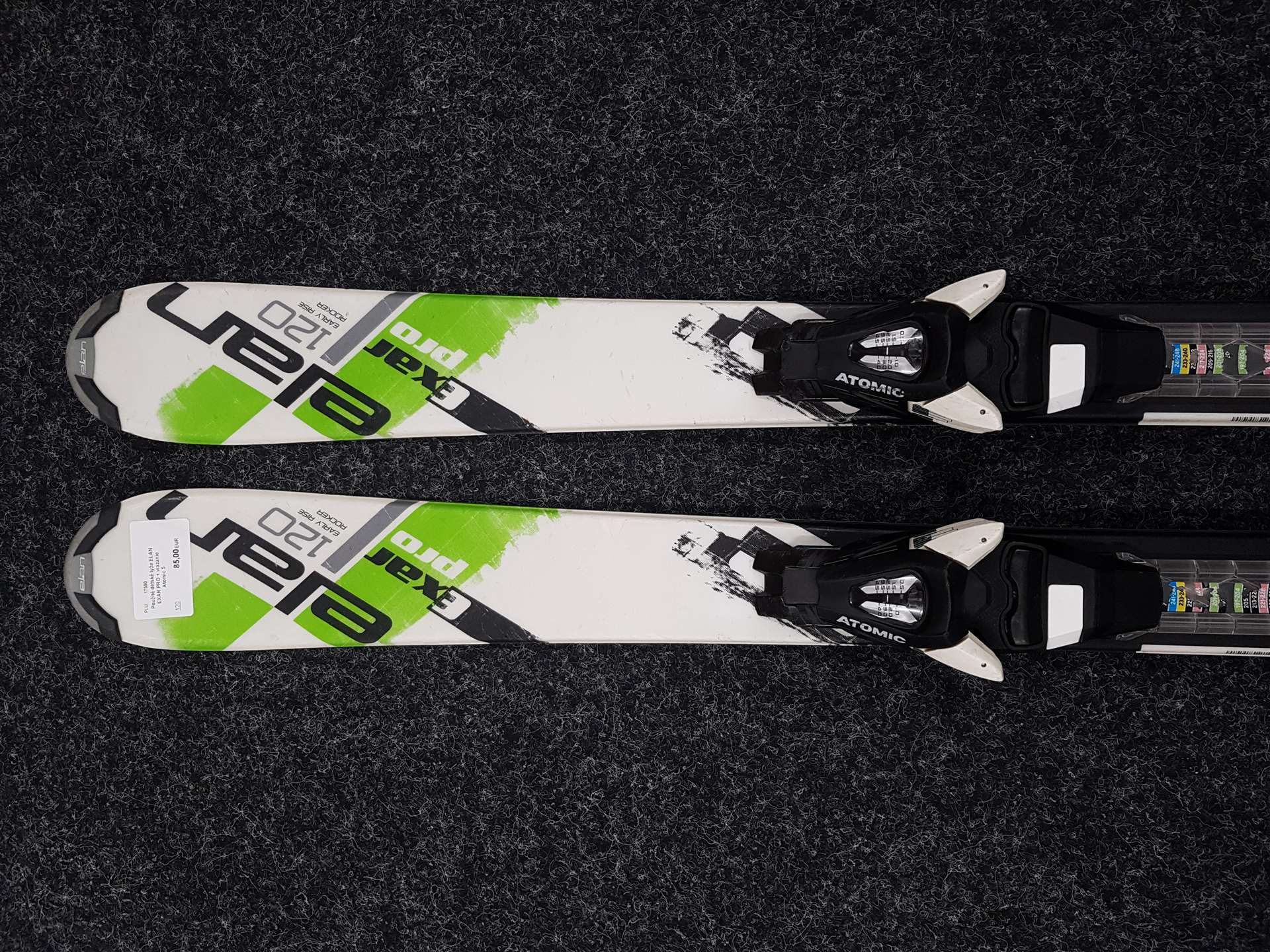 Použité detské lyže ELAN EXAR PRO + viazanie Atomic 5