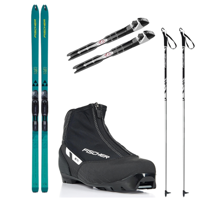 Skis de fond Fischer TRAVERSE 78 Crown Skin - backcountry + fixations Salomon + chaussures Fischer + bâtons 