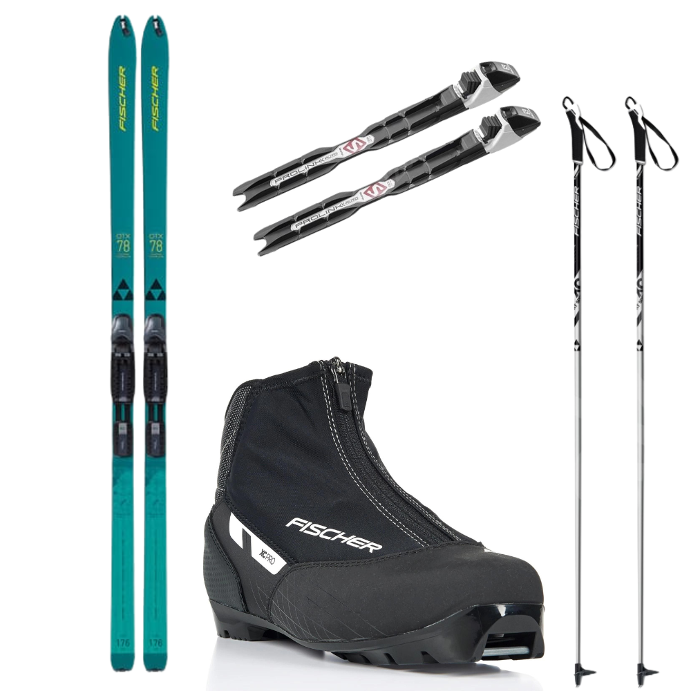 Skis de fond Fischer TRAVERSE 78 Crown Skin - backcountry + fixations Salomon + chaussures Fischer + bâtons 