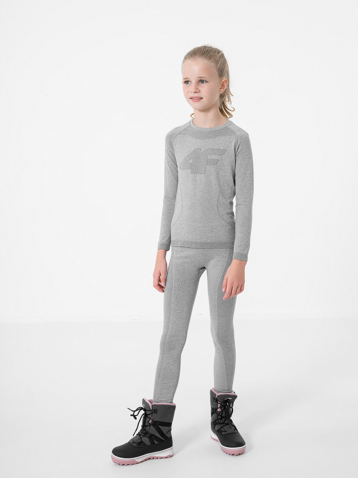 Ensemble de sous-vêtements thermiques pour enfants 4F JBIDB001 gris