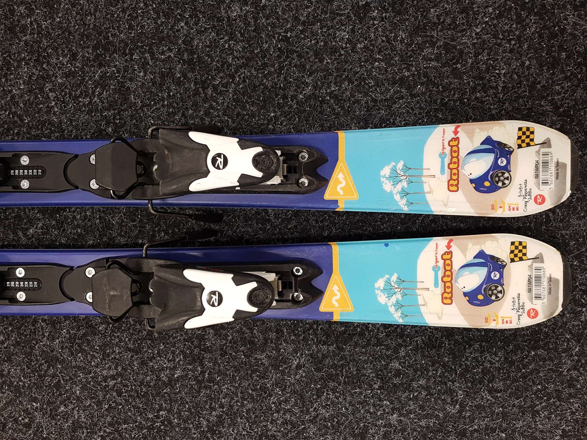Použité detské lyže ROSSIGNOL Robot + viazanie Rossignol 4.5