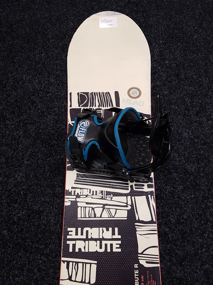 Gebrauchtes HEAD Tribute Snowboard + Flow Bindungen Größe M
