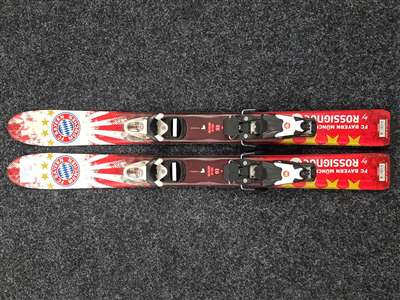 Gebruikte ROSSIGNOL FC Bayern München kinderski's + Rossignol Comp kid 2 bindingen.