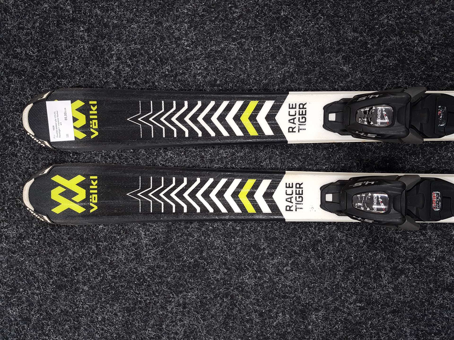 Použité detské lyže VOLKL Racetiger + viazanie Marker 4.5