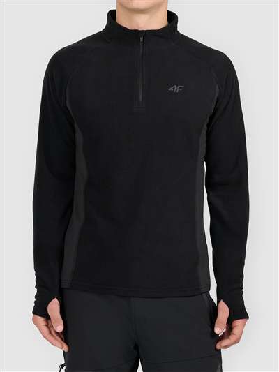 Fleece sweatshirt voor heren, maat 4F M093, diepzwart.