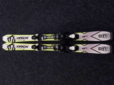 Esquís infantiles usados SALOMON XMAX JR + fijaciones Ezytrak 7.5